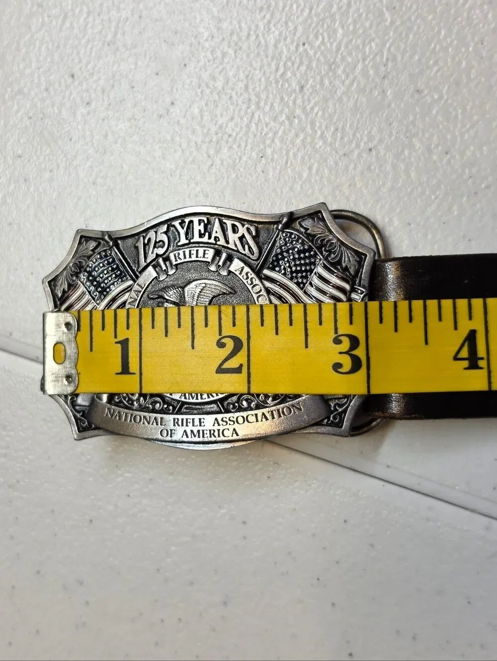 Vintage 125th NRA  Belt with American Flag Buckle 90s